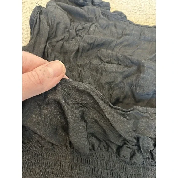 Vintage Y2K Poetry Ruffle Halter Smocked Tank Top L Black Grunge Gothic READ - Picture 8 of 11